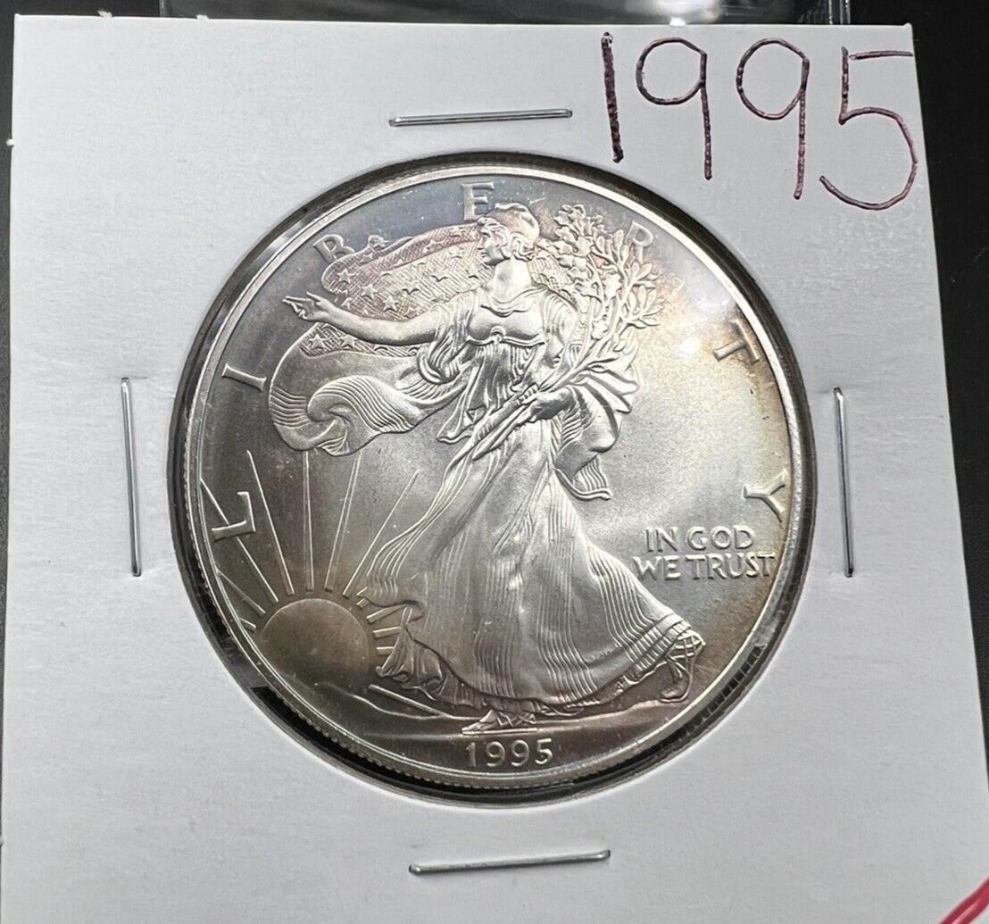 1995 1 OZ American Silver Eagle GEM BU Uncirculated .999 Neat Toning Toner