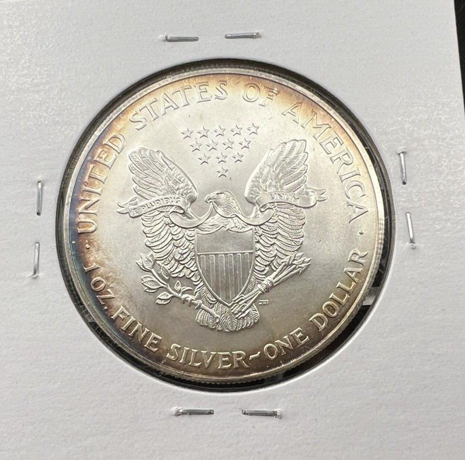 1995 1 OZ American Silver Eagle GEM BU Uncirculated .999 Neat Toning Toner