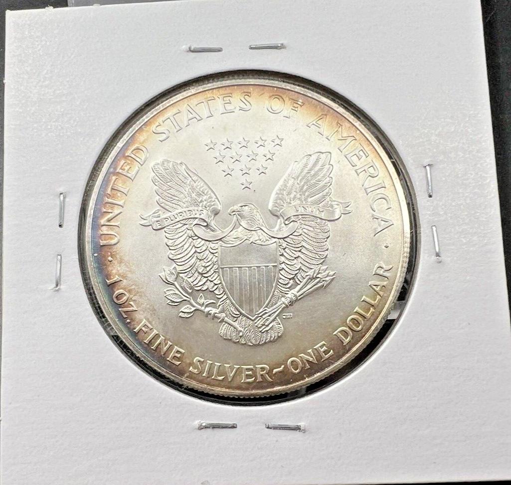 1995 1 OZ American Silver Eagle GEM BU Uncirculated .999 Neat Toning Toner