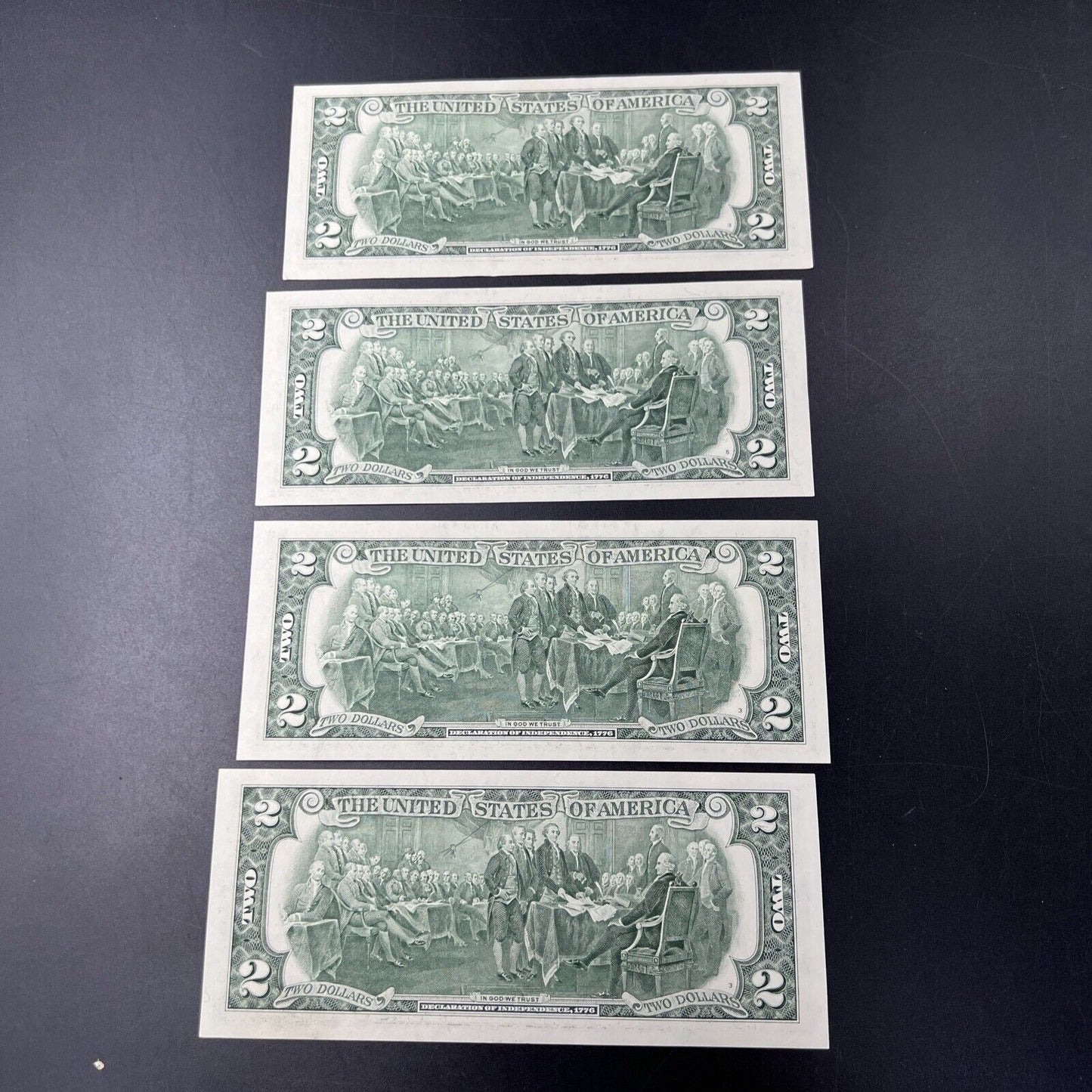 Lot of 4 2003 $2 Two Dollar FRN Notes CH UNC w/ Repeat Serial Numbers #