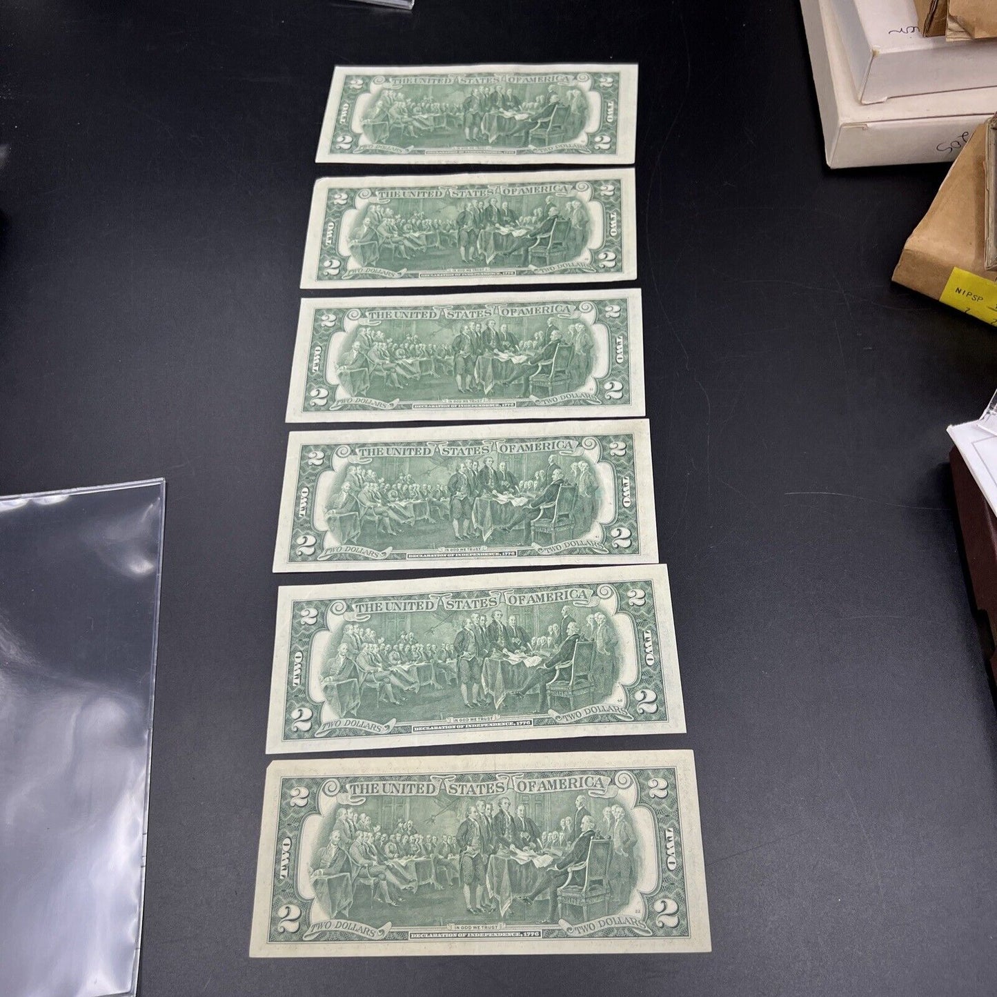 Lot of 6 1976 $2 FRN Federal Reserve Dollars Bicentennial Note VF+