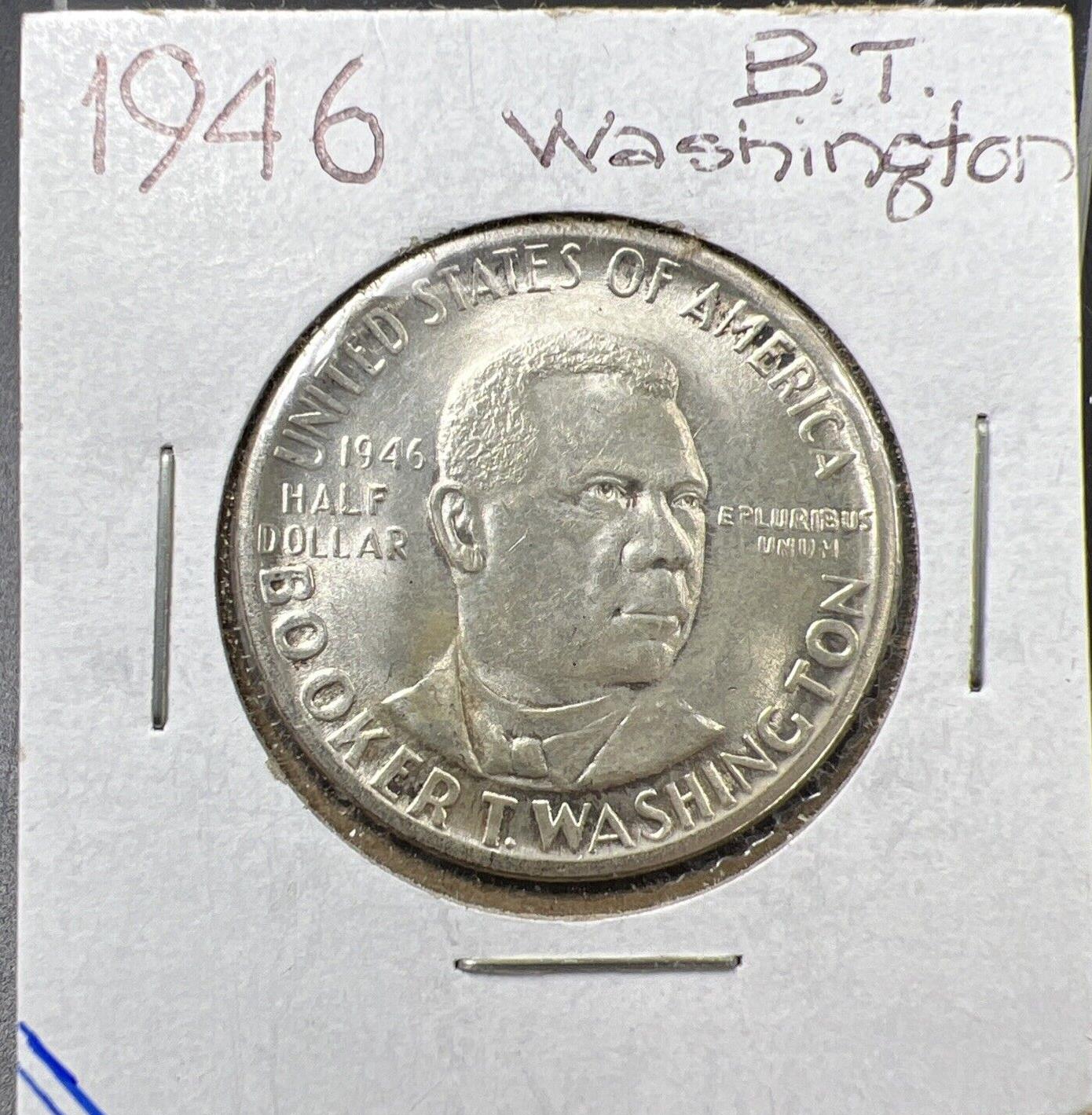 1946 Booker T Washington USA Commemorative Silver Half Dollar Coin BU UNC Toned