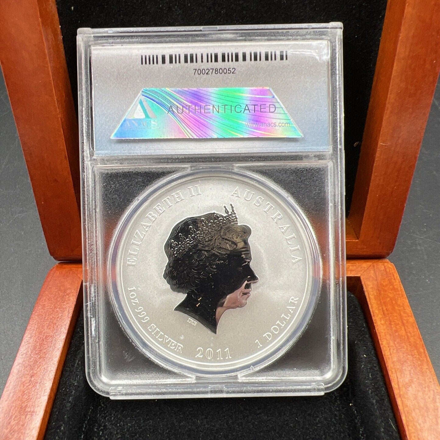 2011 1 oz Silver Australia Rabbit $1 Coin .999 ANACS MS70 DCAM in Display Box #7