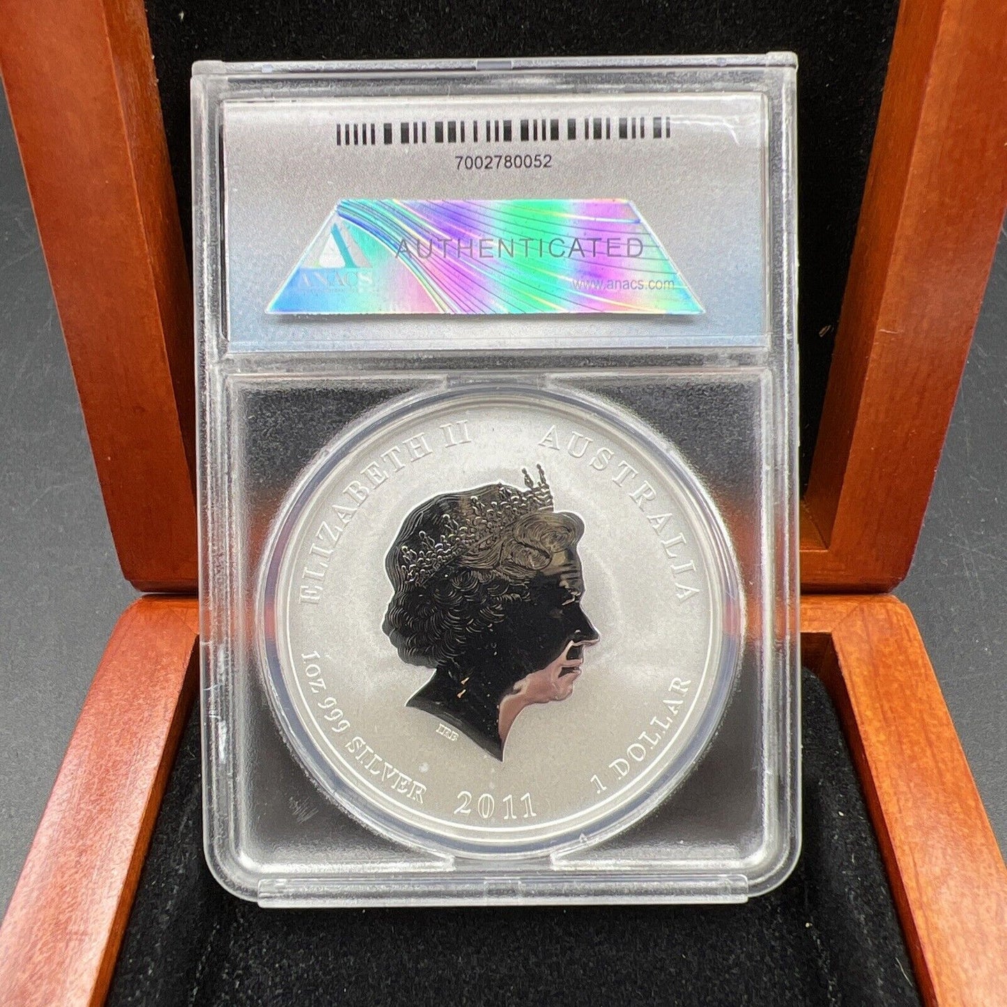 2011 1 oz Silver Australia Rabbit $1 Coin .999 ANACS MS70 DCAM in Display Box #7