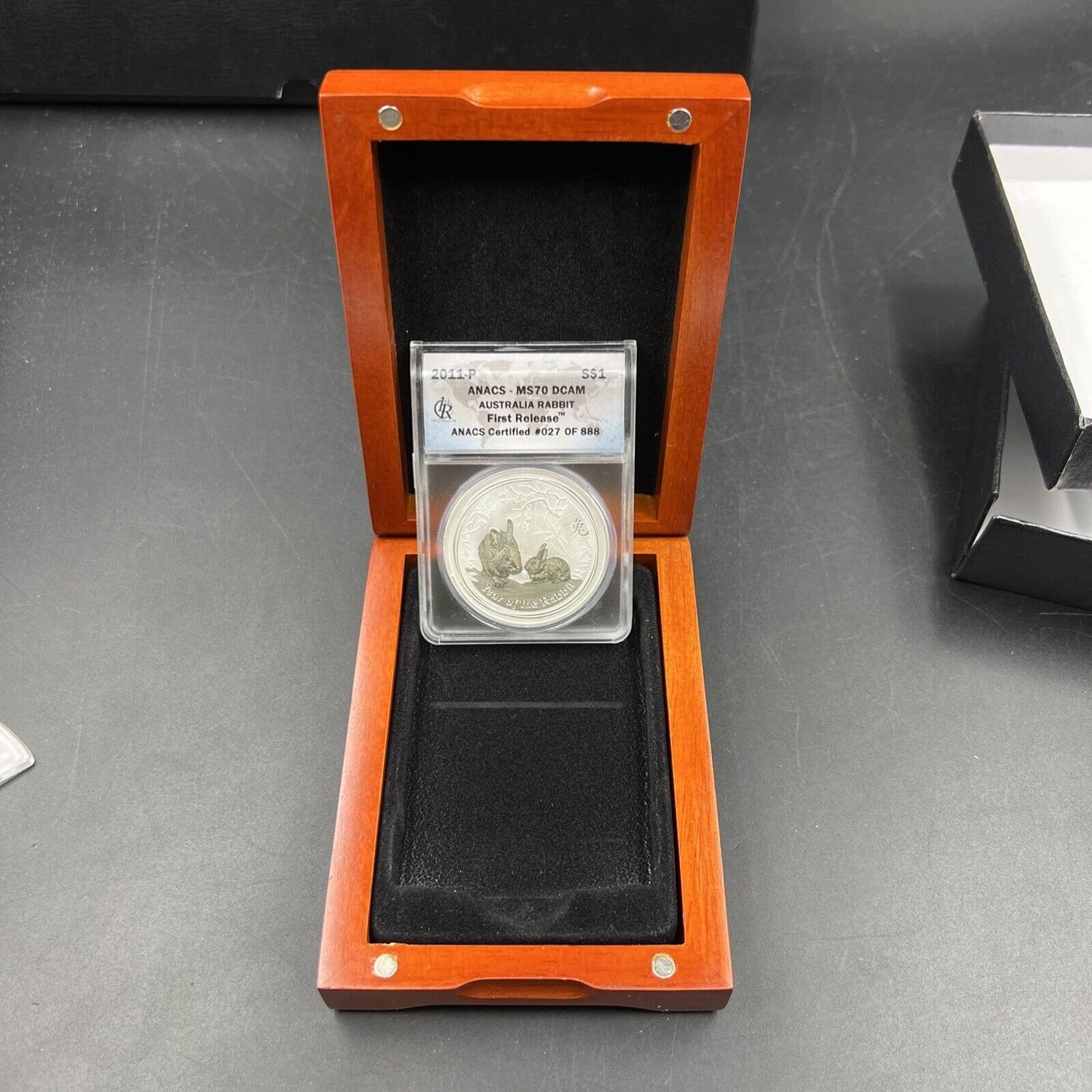 2011 1 oz Silver Australia Rabbit $1 Coin .999 ANACS MS70 DCAM in Display Box #7