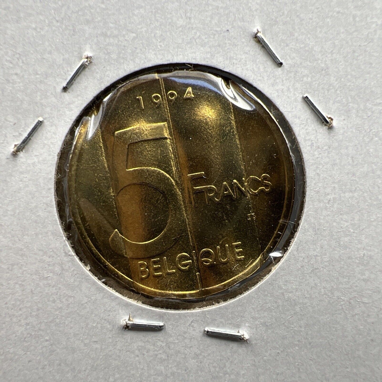 Belgium Waffle Waffled Error Coin 1994 5 Francs UNC #B