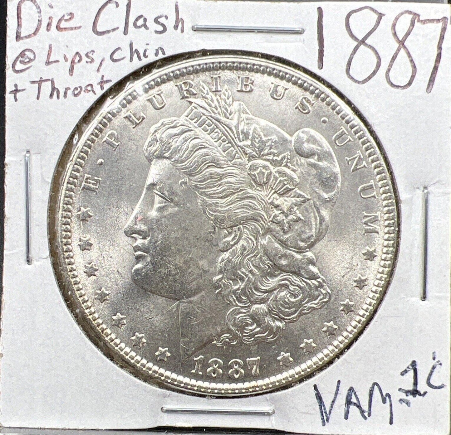 1887 P $1 Morgan Silver Dollar Coin VAM 1C Die Clash BU UNC