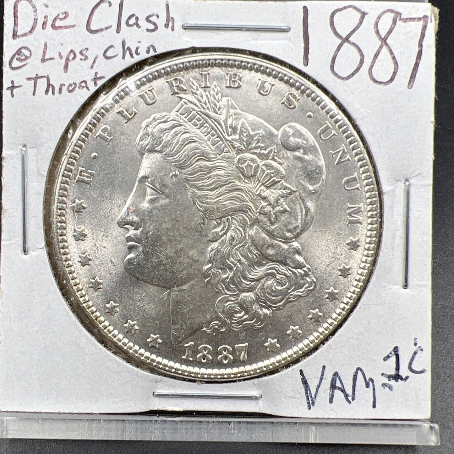 1887 P $1 Morgan Silver Dollar Coin VAM 1C Die Clash BU UNC