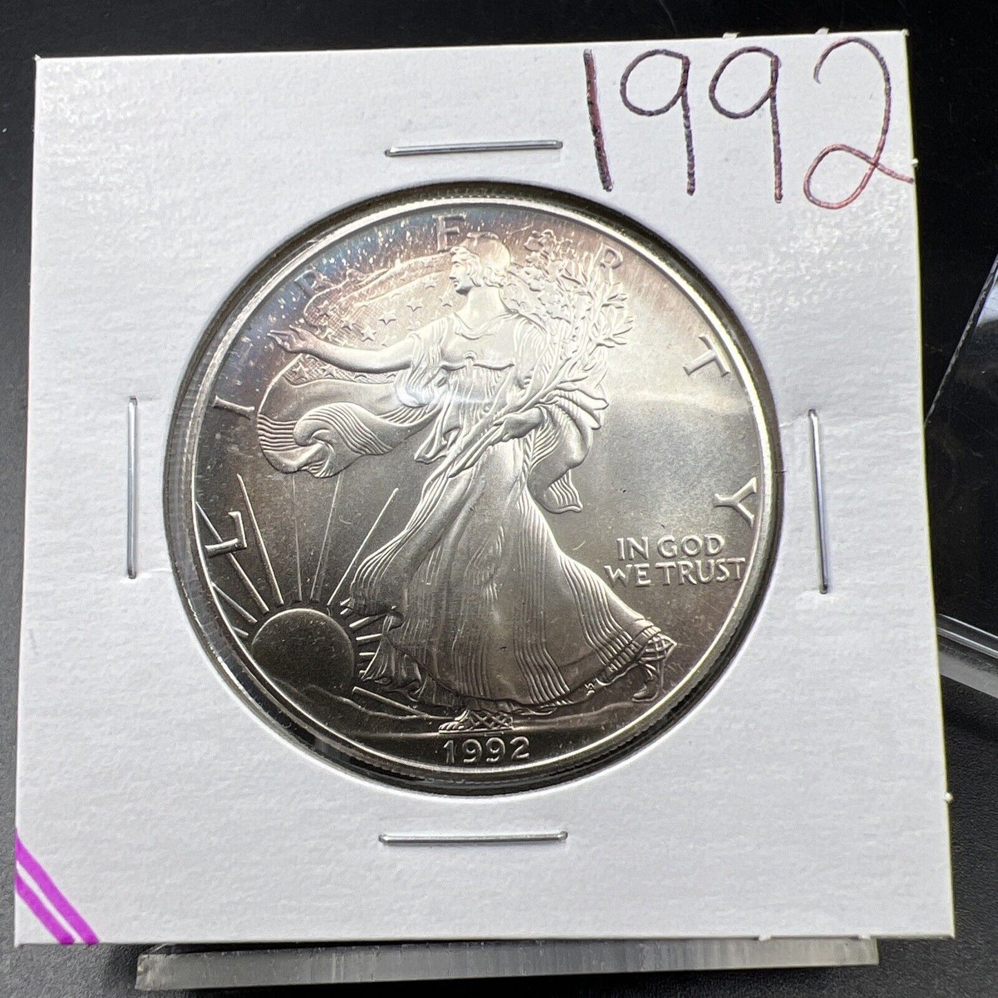 1992 1 OZ American Silver Eagle GEM BU Uncirculated .999 Neat Toning Toner ASE