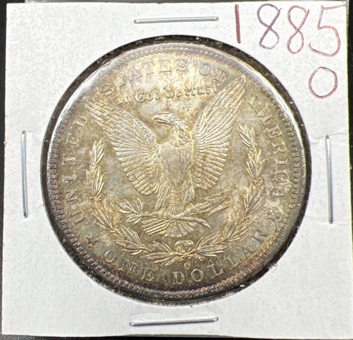 1885 O Morgan Silver Eagle Dollar Coin Choice AU About UNC PQ Toning Toner Rever