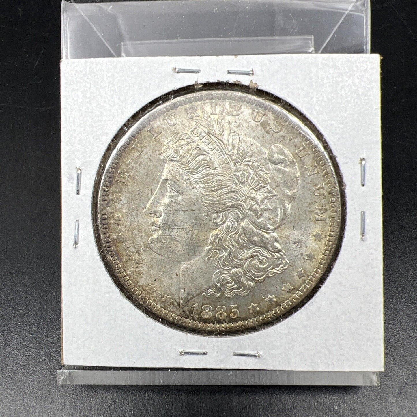 1885 O Morgan Silver Eagle Dollar Coin Choice AU About UNC PQ Toning Toner Rever