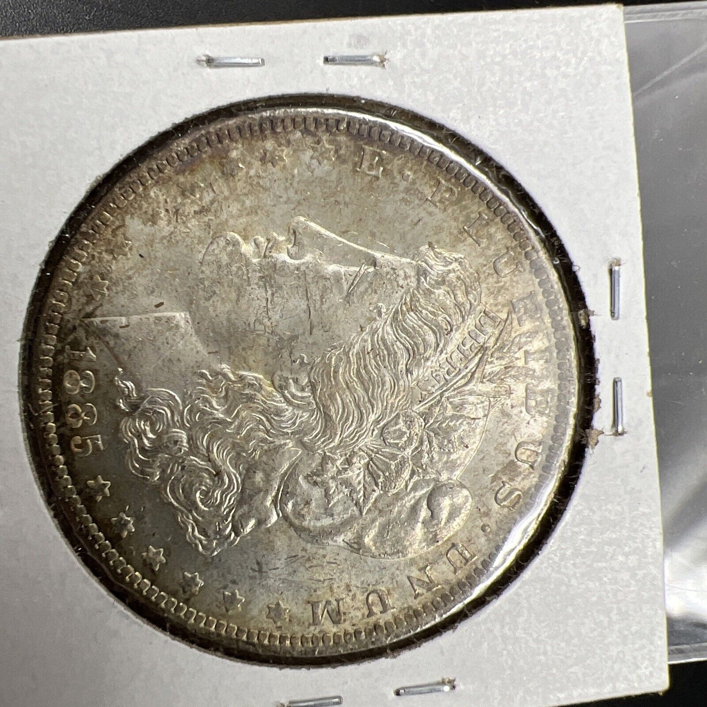 1885 O Morgan Silver Eagle Dollar Coin Choice AU About UNC PQ Toning Toner Rever