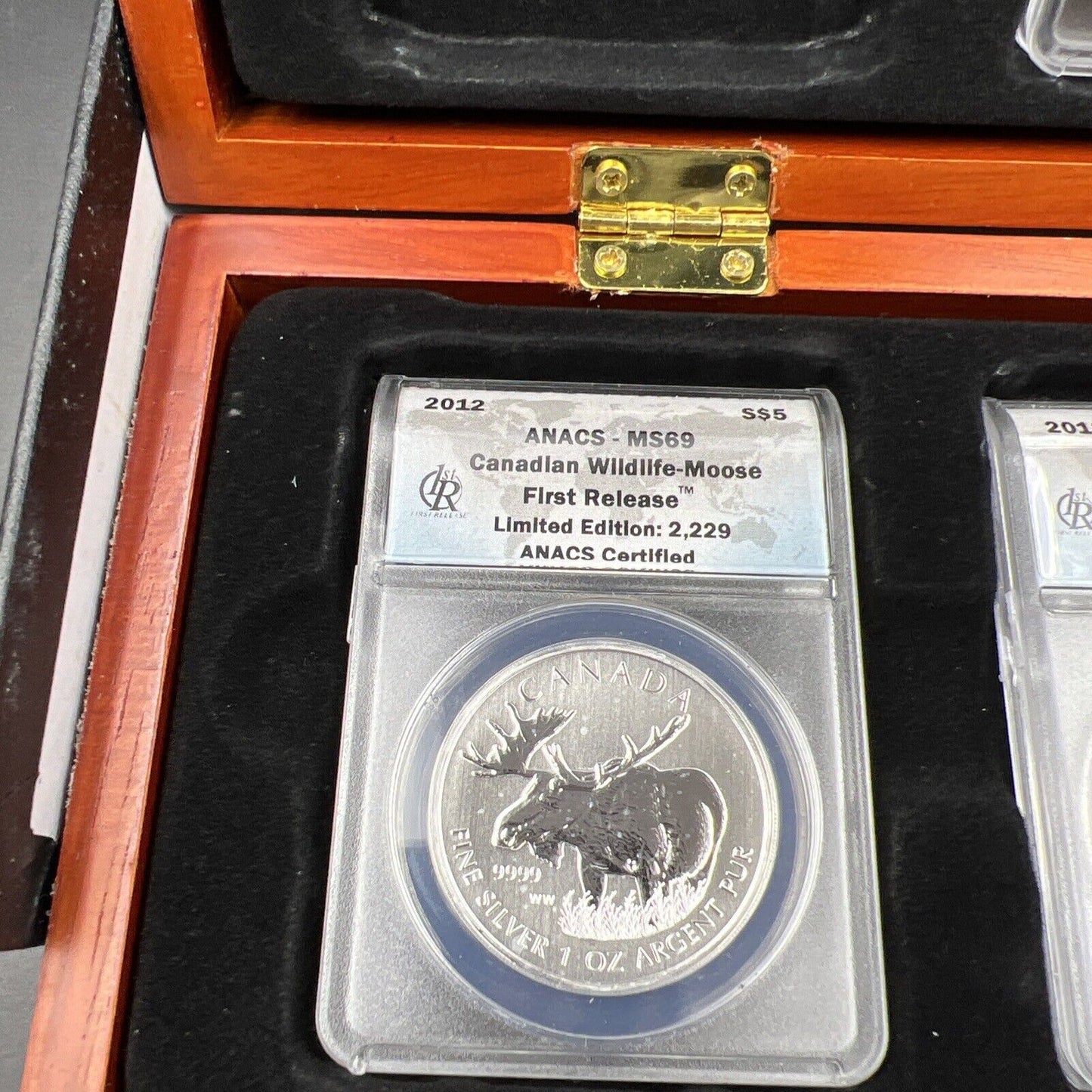 4 Coin 2011 2012 Canadian WildLife 1 Oz Silver Coin Set ANACS MS69 in Display Bo