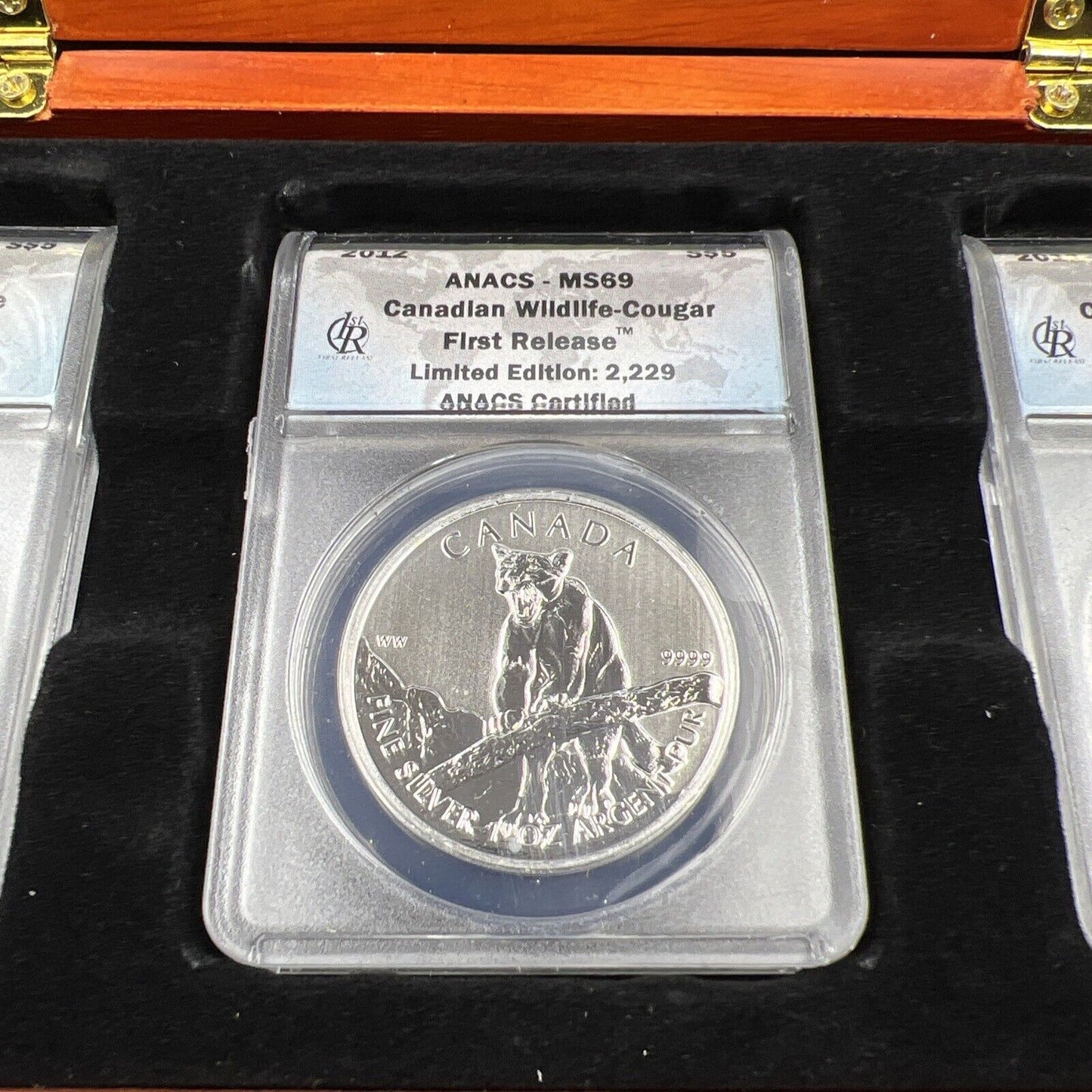 4 Coin 2011 2012 Canadian WildLife 1 Oz Silver Coin Set ANACS MS69 in Display Bo