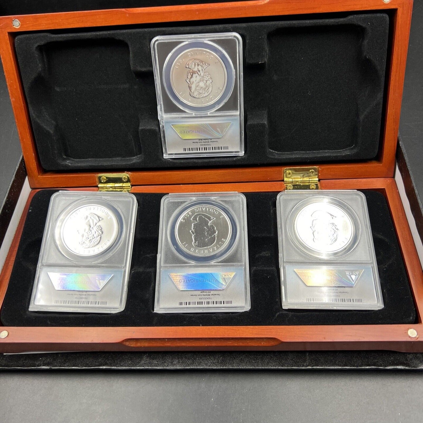 4 Coin 2011 2012 Canadian WildLife 1 Oz Silver Coin Set ANACS MS69 in Display Bo