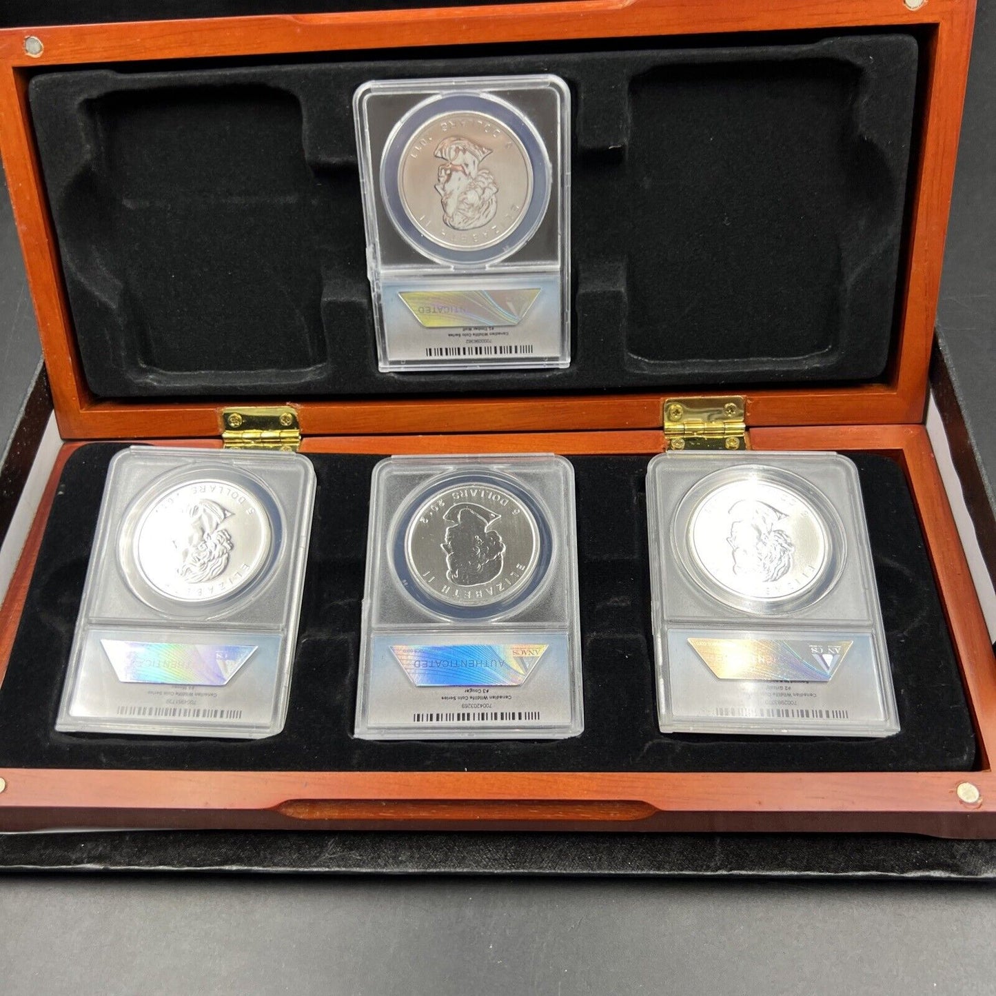 4 Coin 2011 2012 Canadian WildLife 1 Oz Silver Coin Set ANACS MS69 in Display Bo