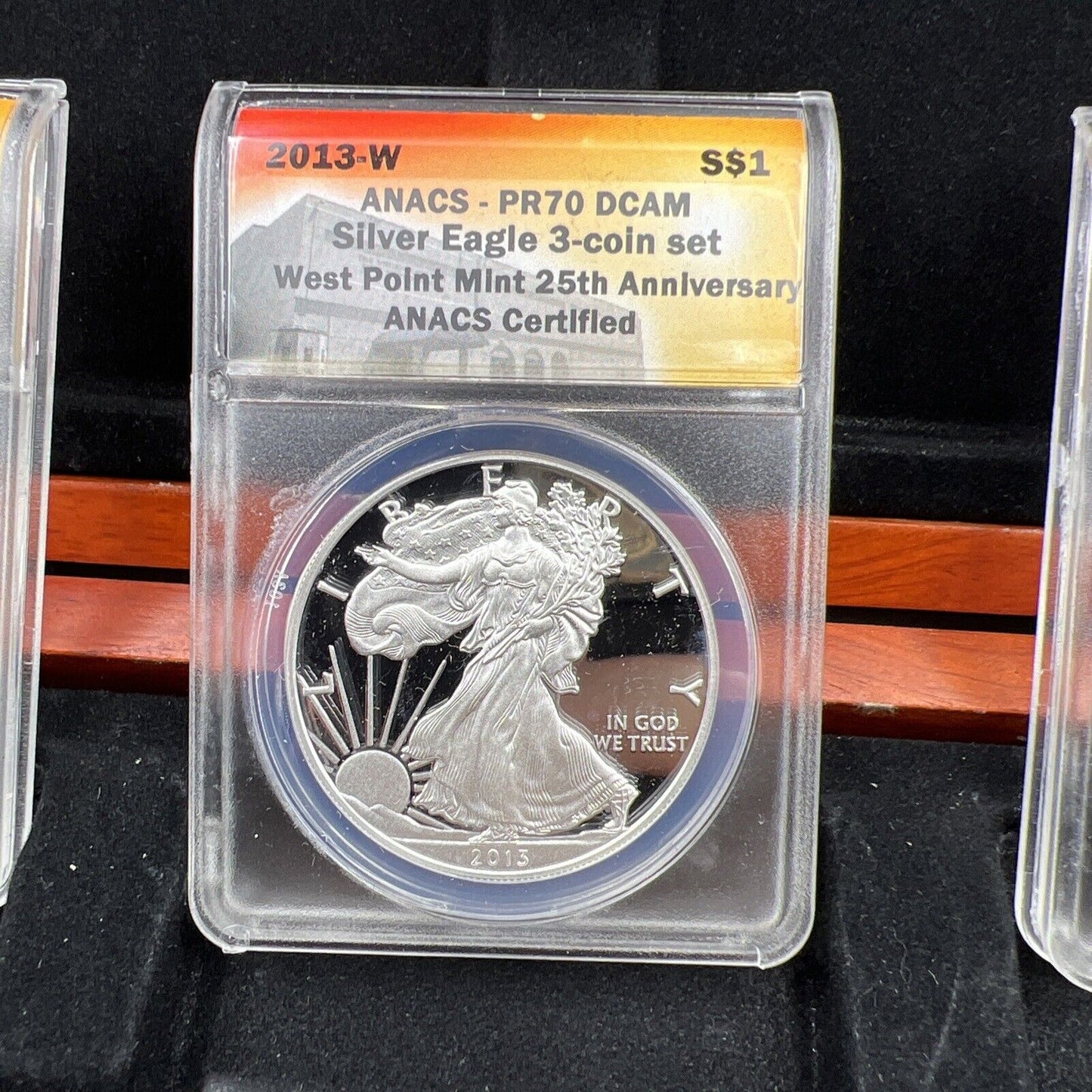 2013 3 Coin ASE 1 oz American Silver Eagle Set ANACS MS70 MS & Proof PR70 w/ box