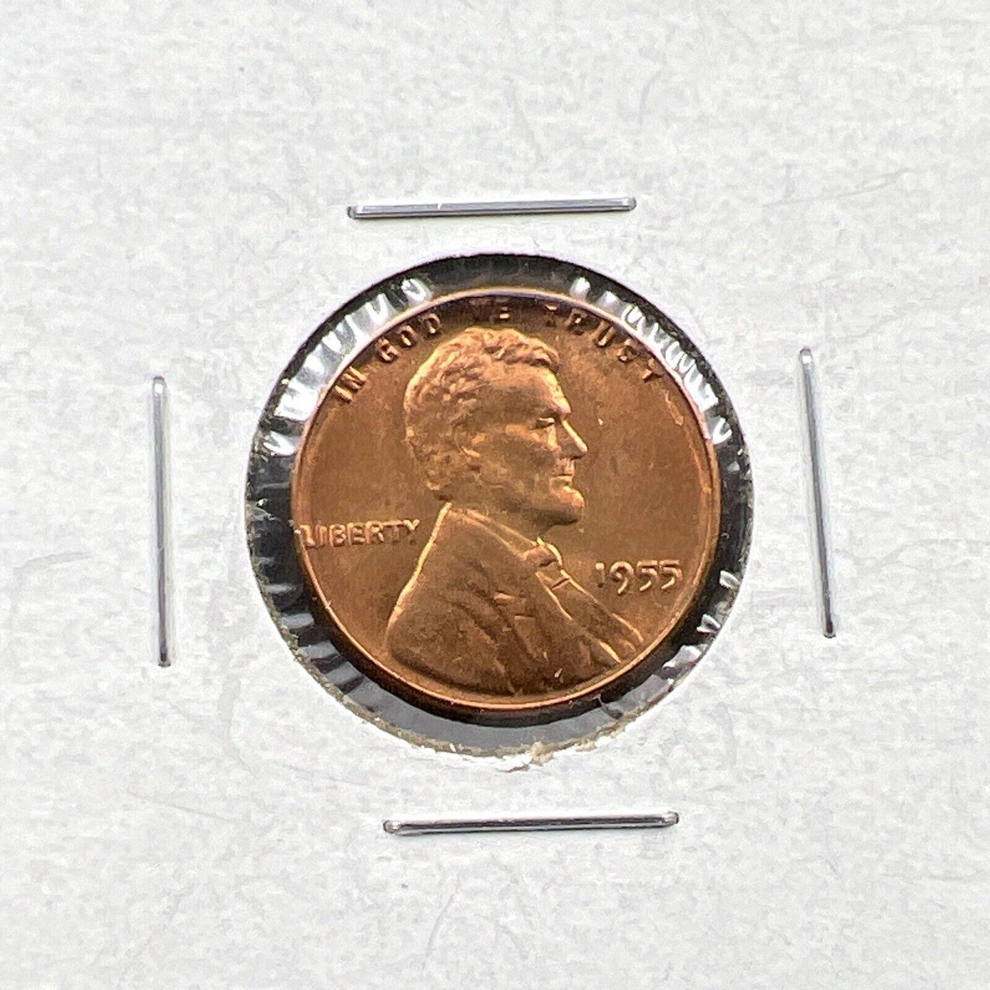 1955 P 1c Lincoln Wheat Cent Penny Coin Poor Man Strike Double Die BU RB #AB
