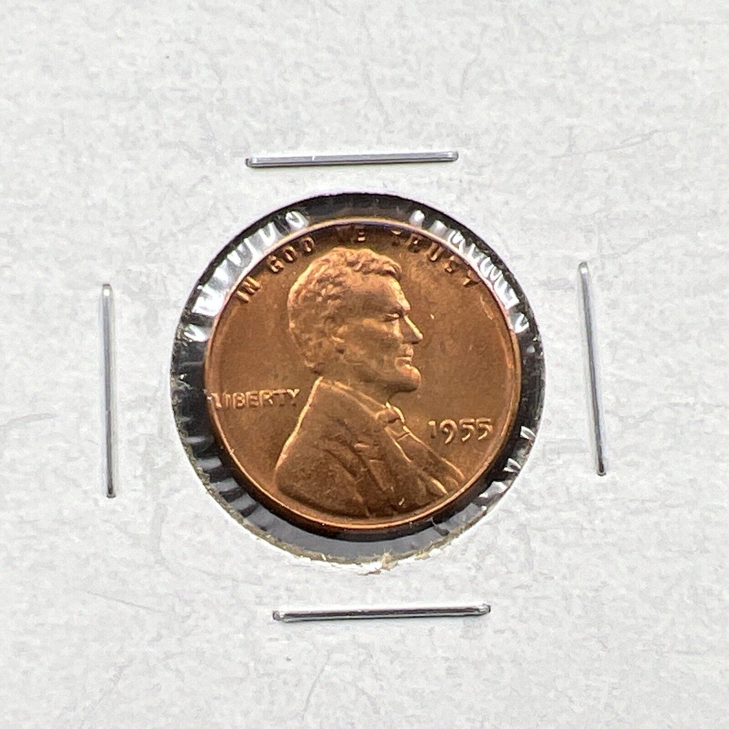 1955 P 1c Lincoln Wheat Cent Penny Coin Poor Man Strike Double Die BU RB #AB