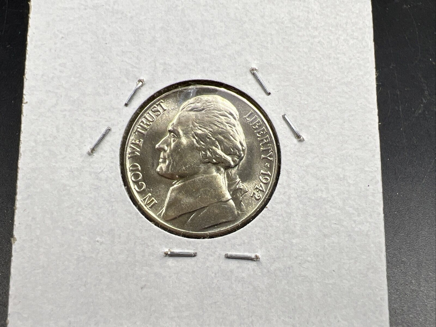 1942 P 5c Type 2 WW2 Jefferson Silver Nickel Coin Gem BU UNC Die Crack Thru P