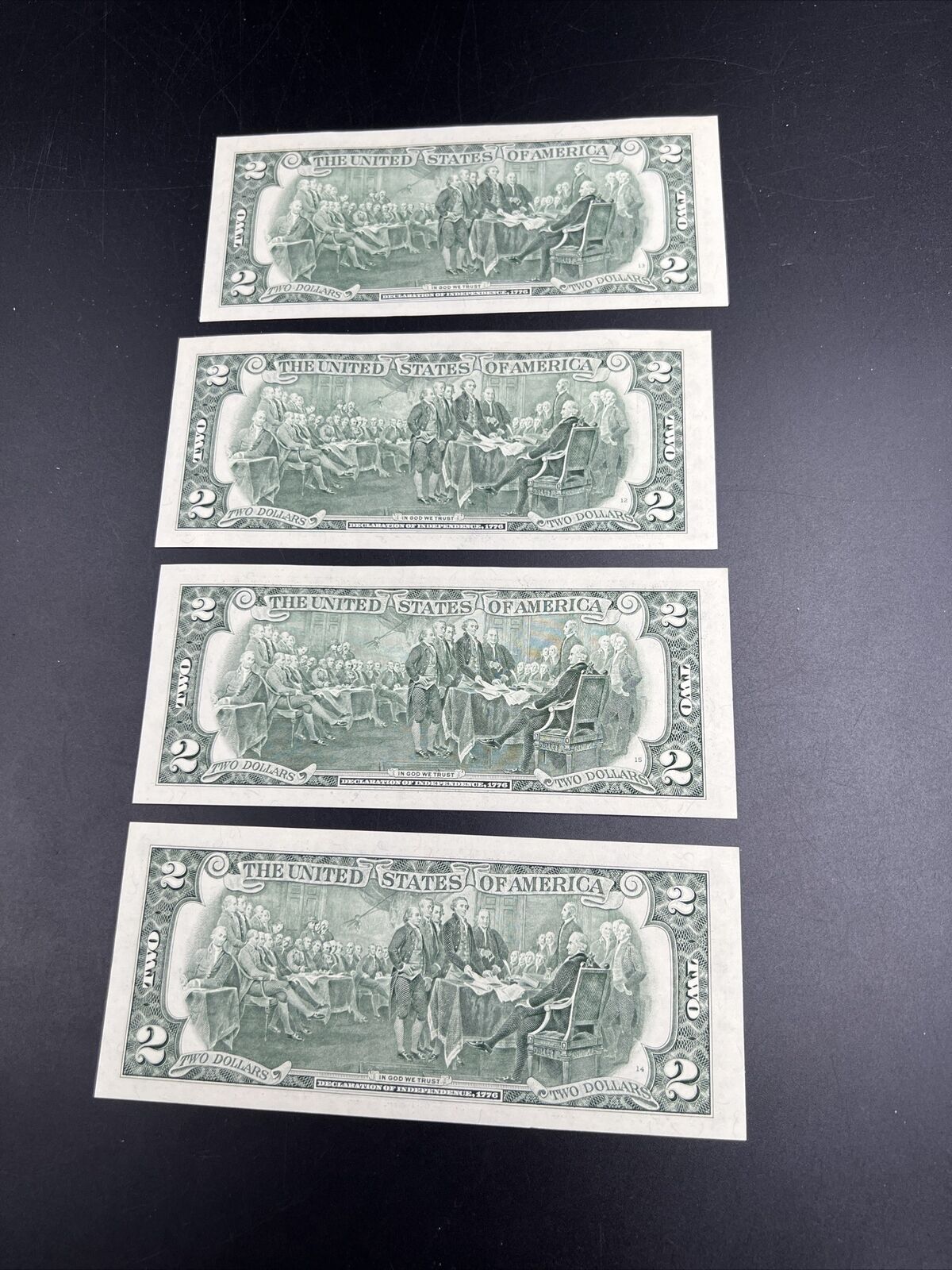 4 Consecutive 1995 $2 Two Dollar FRN Note Bills Choice UNC US Currency Banknotes