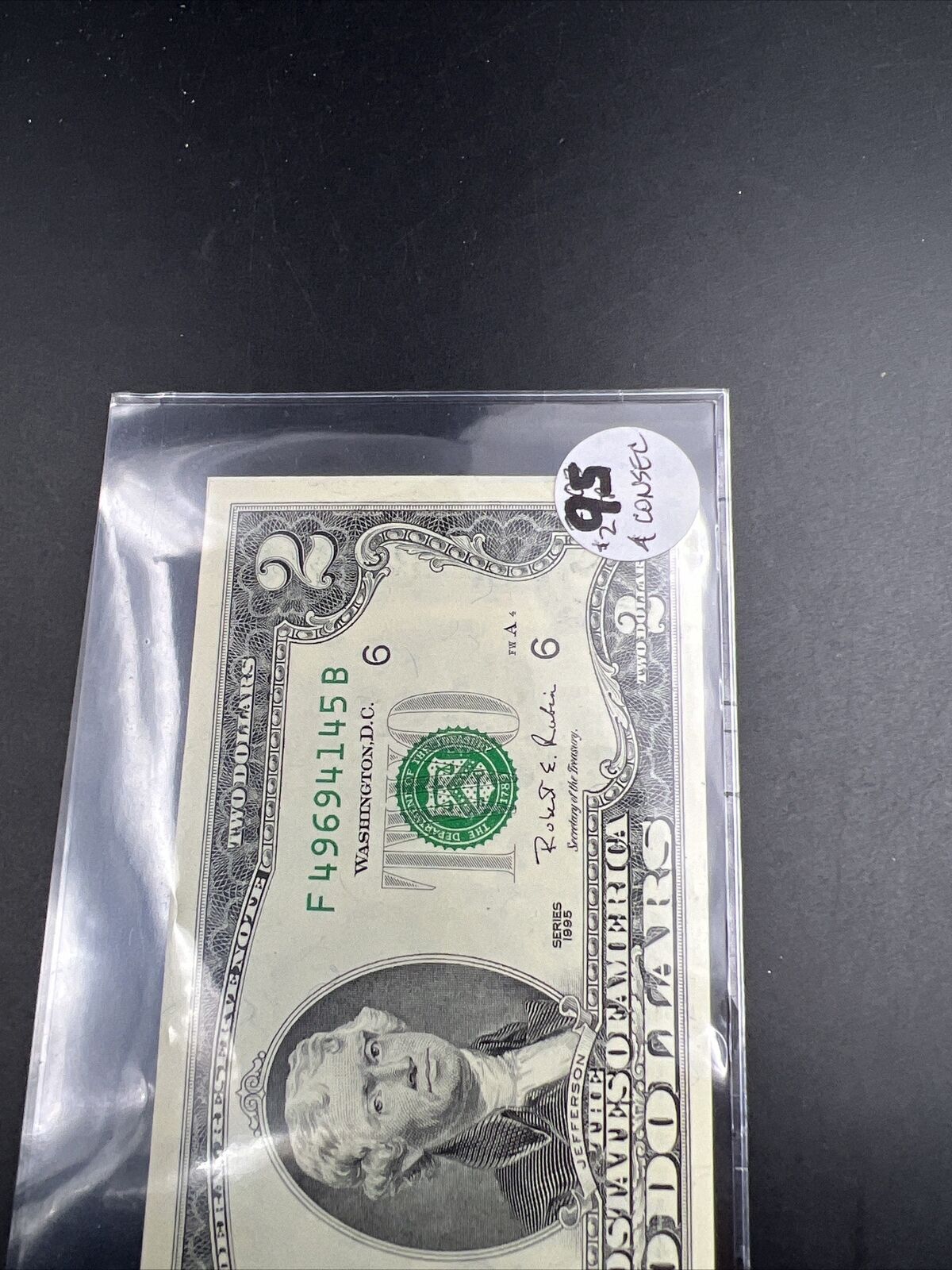 4 Consecutive 1995 $2 Two Dollar FRN Note Bills Choice UNC US Currency Banknotes