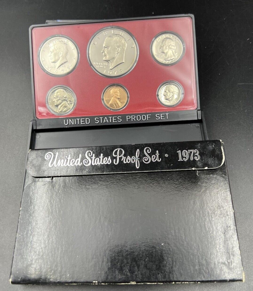 1973 S US Mint GEM Proof Set 6 Coin Clad Complete OGP with Eisenhower Ike Dollar