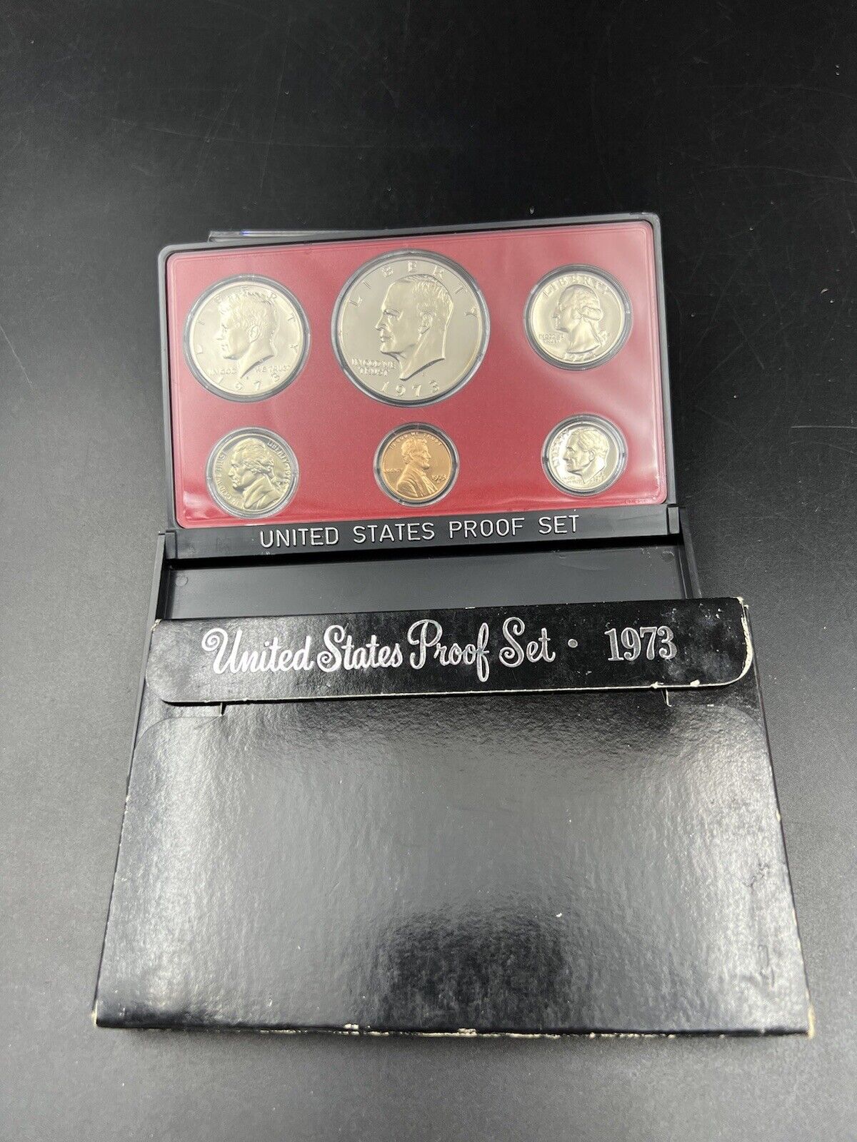 1973 S US Mint GEM Proof Set 6 Coin Clad Complete OGP with Eisenhower Ike Dollar