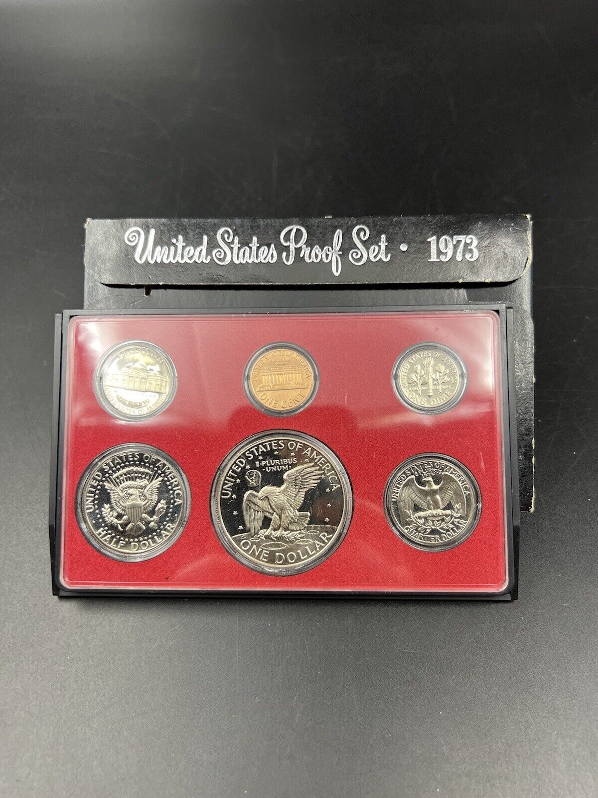 1973 S US Mint GEM Proof Set 6 Coin Clad Complete OGP with Eisenhower Ike Dollar