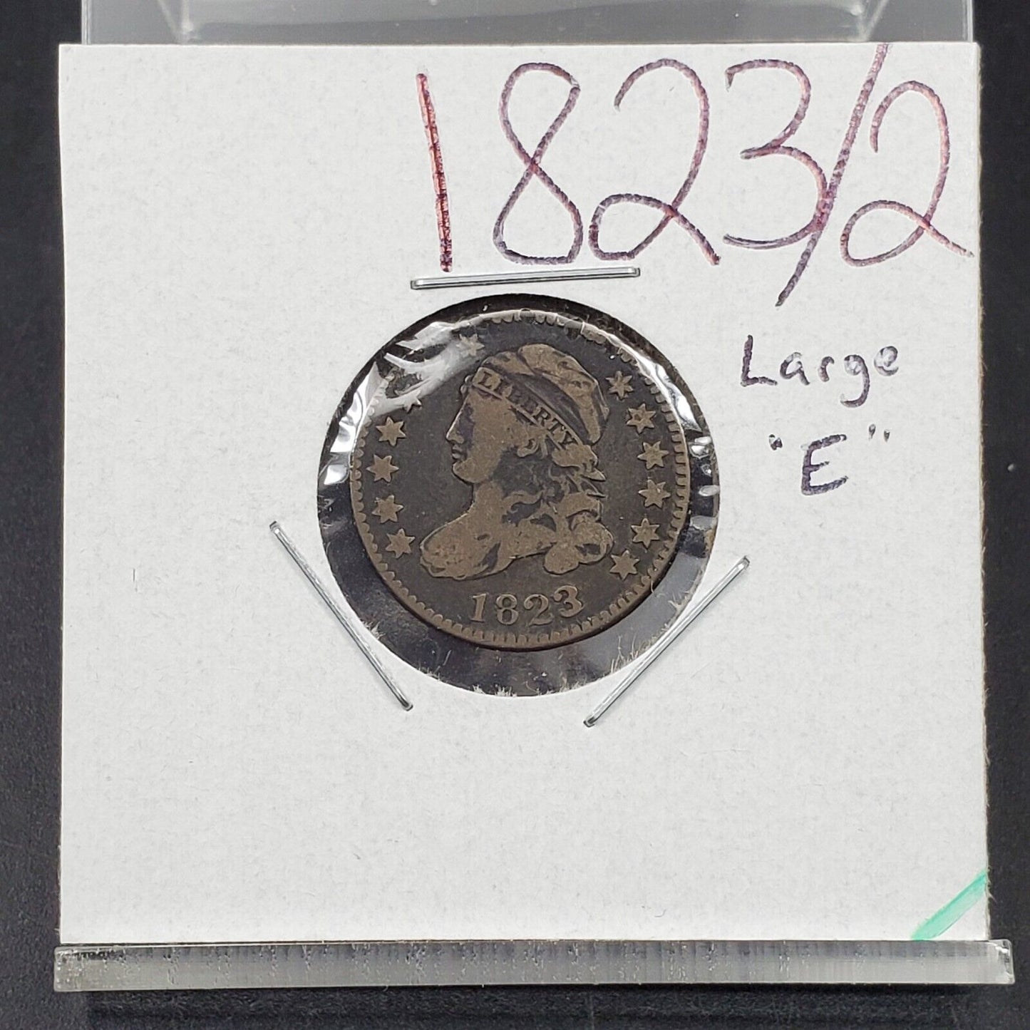 1823/2 10c Capped Bust Silver Dime Coin Fine Details Circ Rim damage
