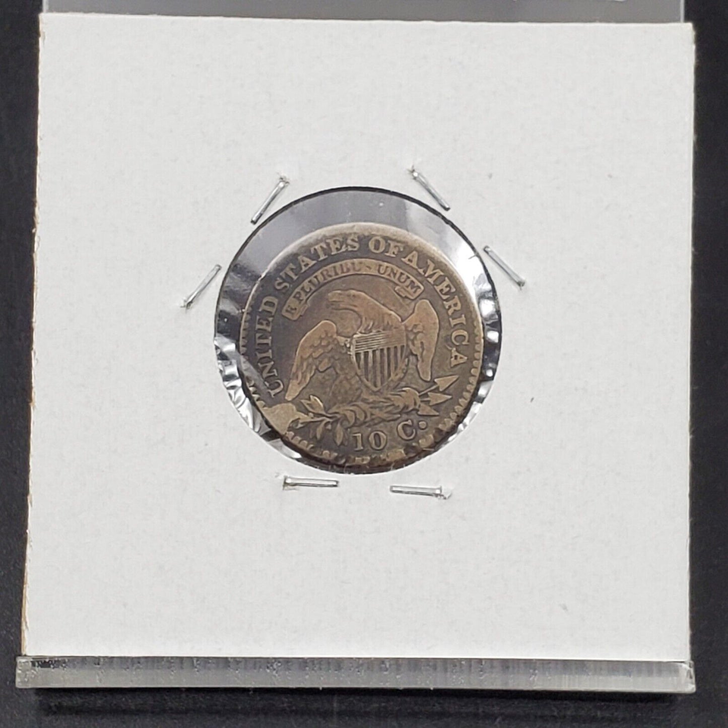 1823/2 10c Capped Bust Silver Dime Coin Fine Details Circ Rim damage