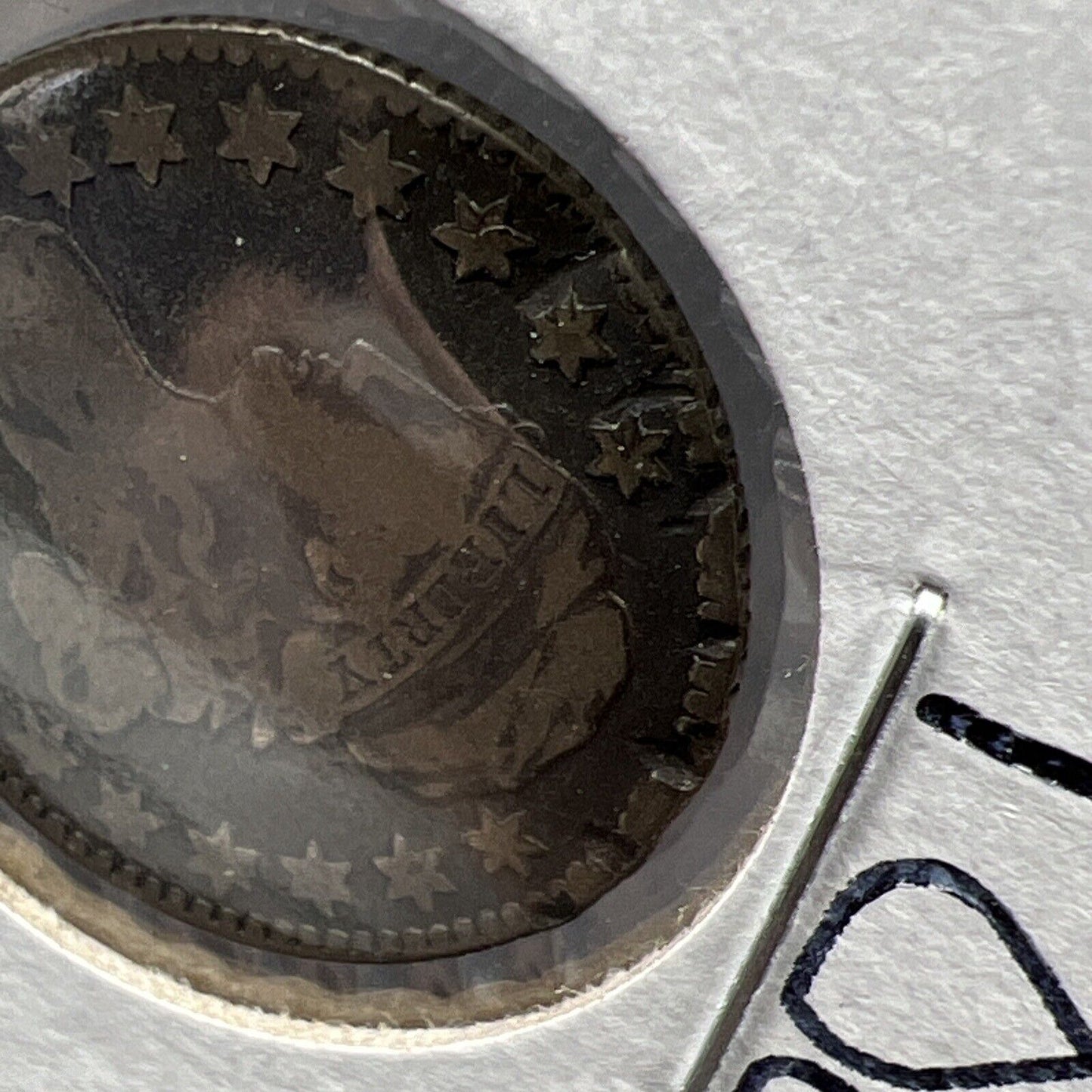 1823/2 10c Capped Bust Silver Dime Coin Fine Details Circ Rim damage