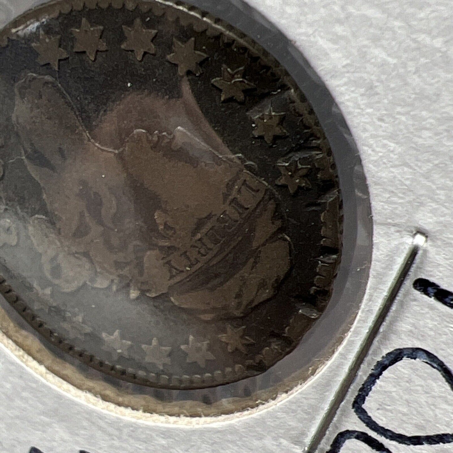 1823/2 10c Capped Bust Silver Dime Coin Fine Details Circ Rim damage