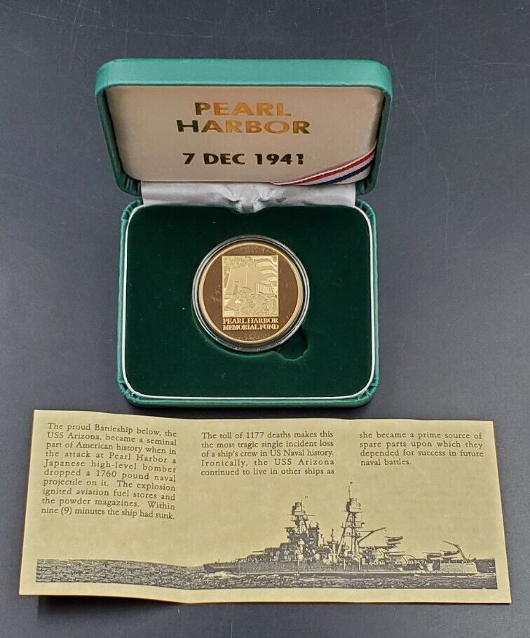 Pearl Harbor Memorial Fund 75th Anniversary Medal With Original Case & C.O.A.