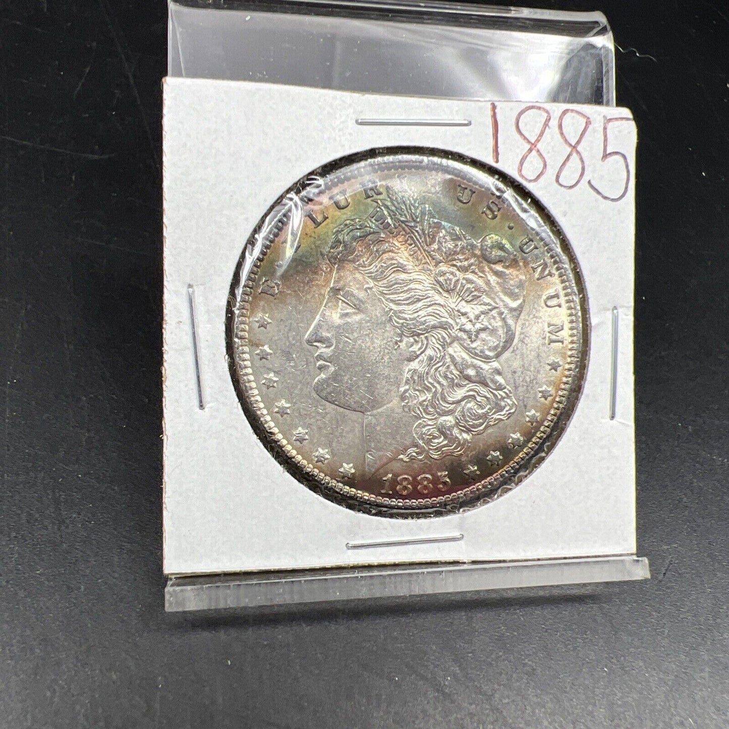 1885 P Morgan Silver Dollar Coin Choice AU About UNC PQ Toning Toner OBV