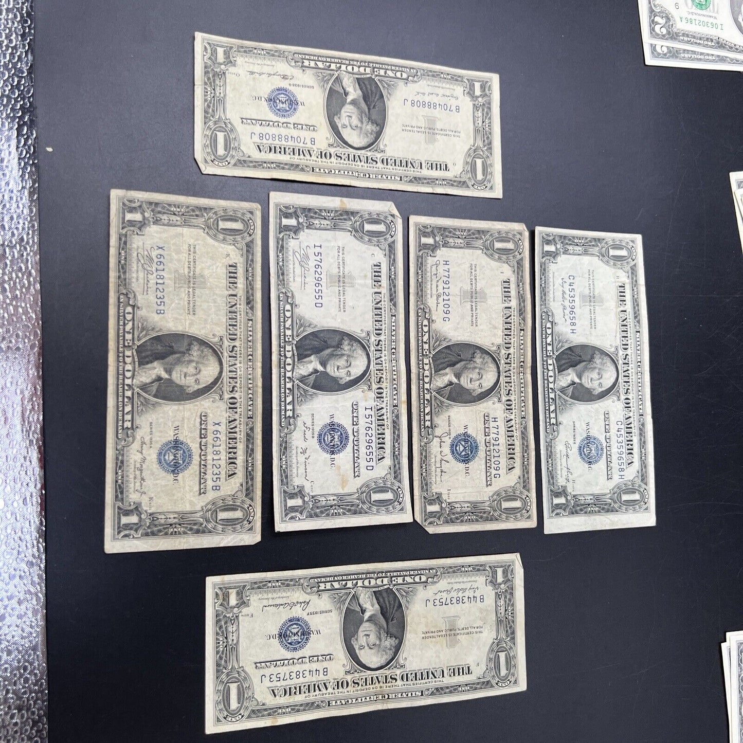 1935 $1 Silver Certificate 6 Note Letter Set A B D E F G VG - VF W/ Xmas Bill