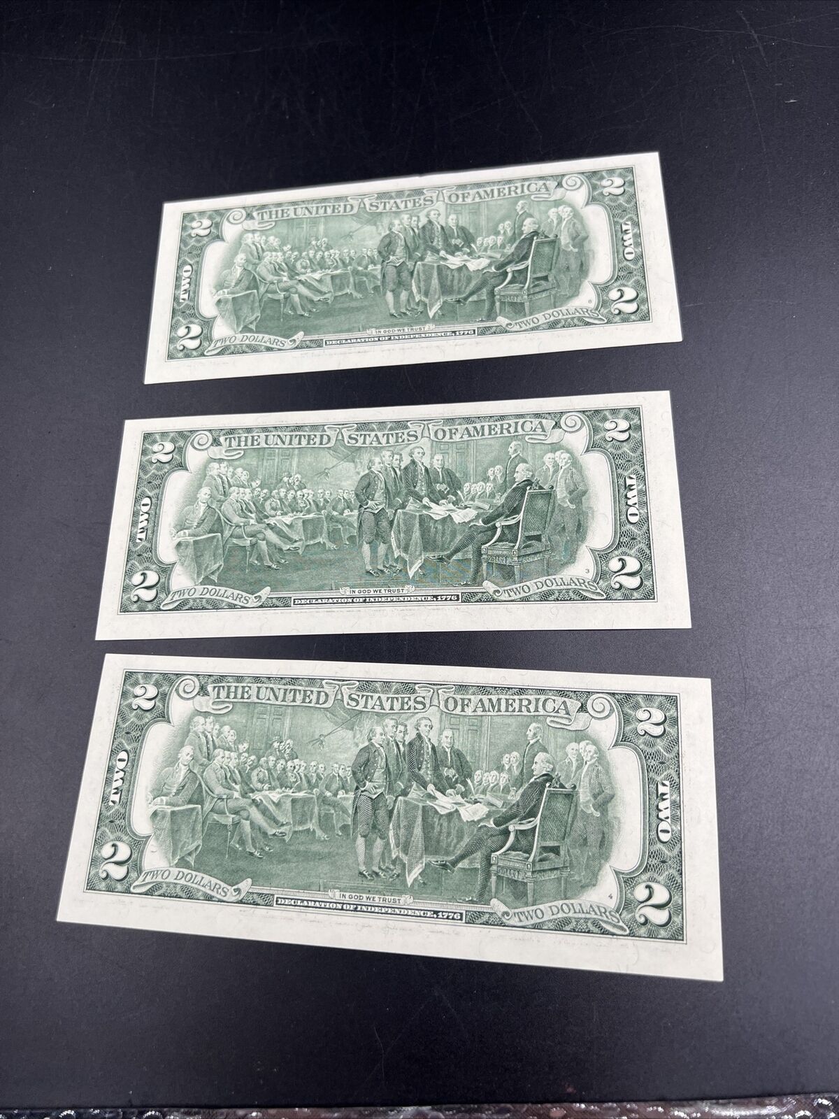 3 Consecutive 2003 $2 Two Dollar Bills Federal Reserve Notes CH Choice UNC