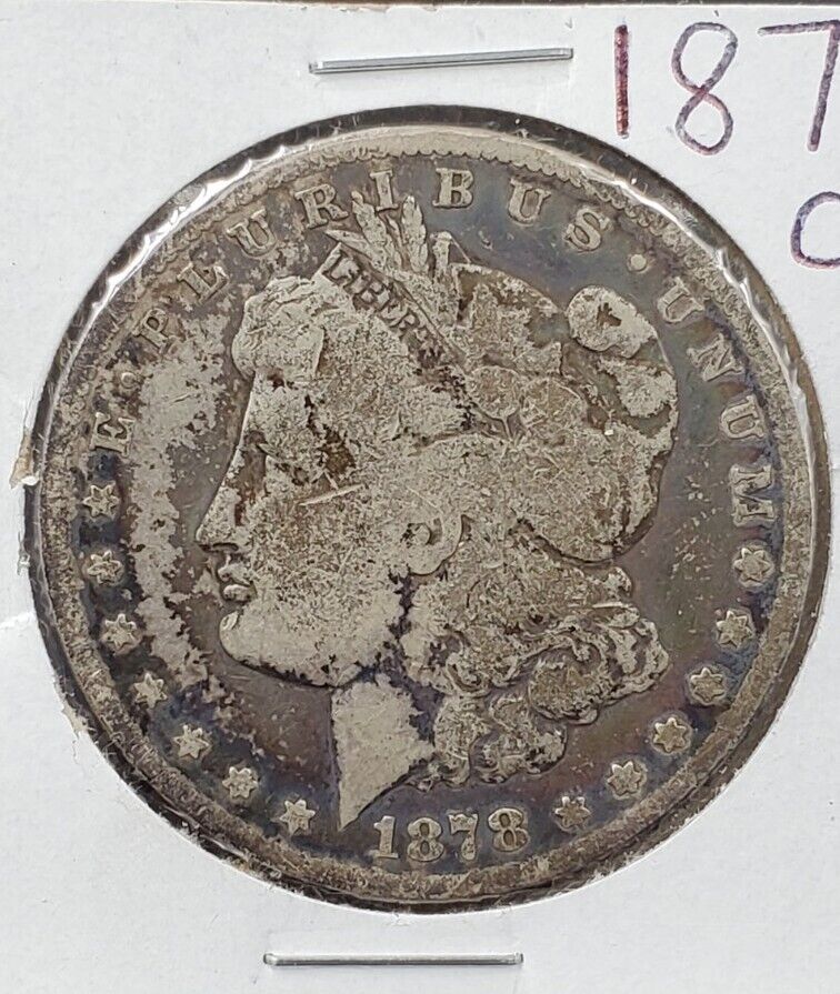 1878 CC Morgan Silver Dollar Coin CHOICE CH AG About Good Neat Toning Toner