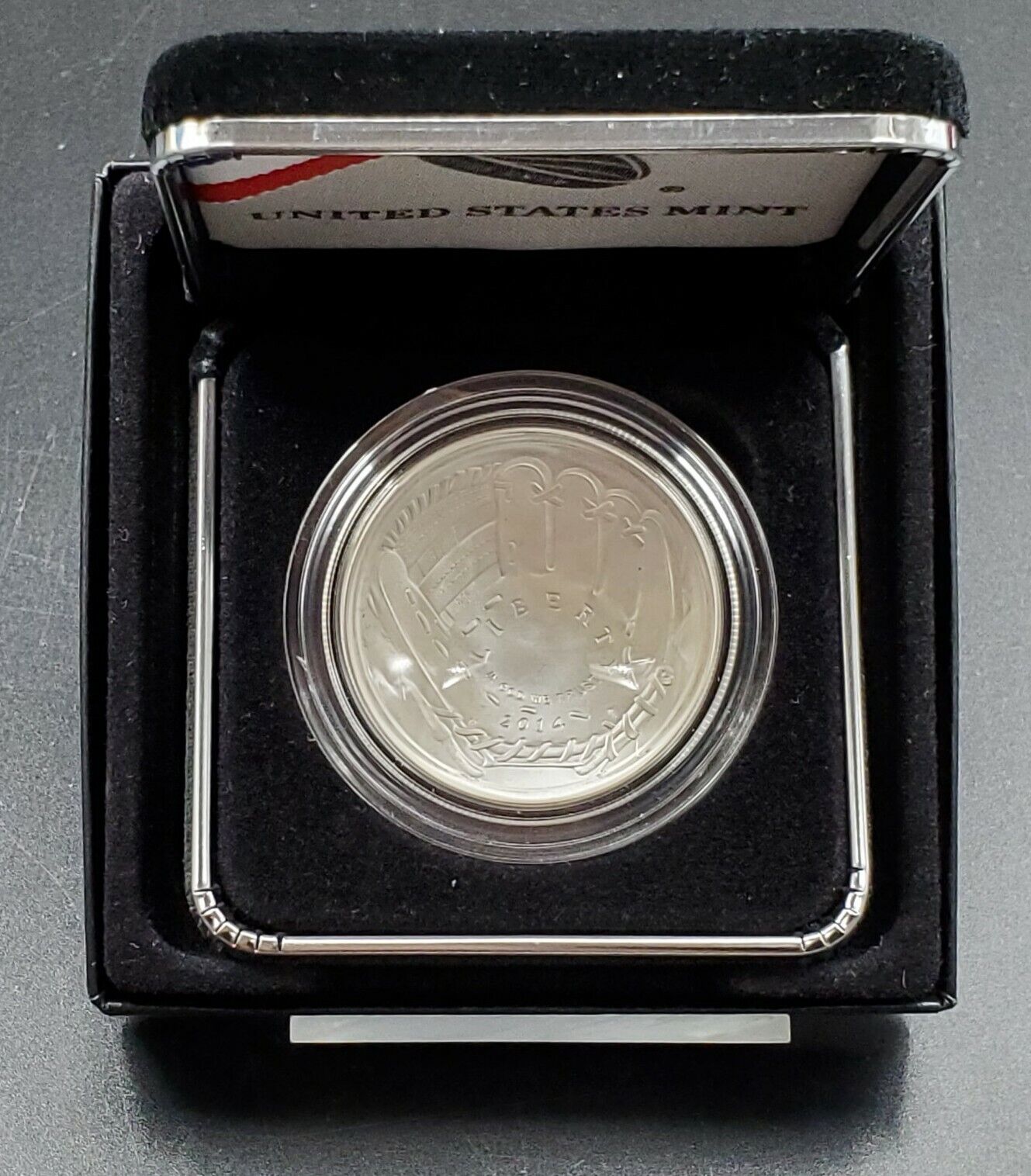 2014 $1 MLB Baseball Hall of Fame Silver Dollar BU Business Strike OGP Box COA