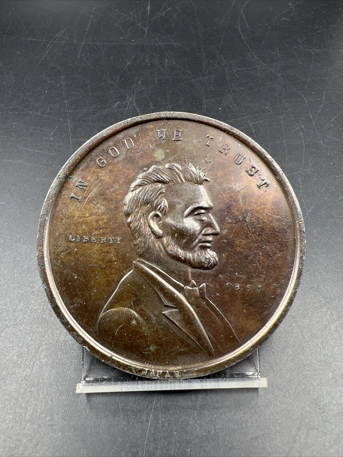 Large 3 Inch Novelty Coin Medal Lincoln Gettysburg Address Japan Commemorative