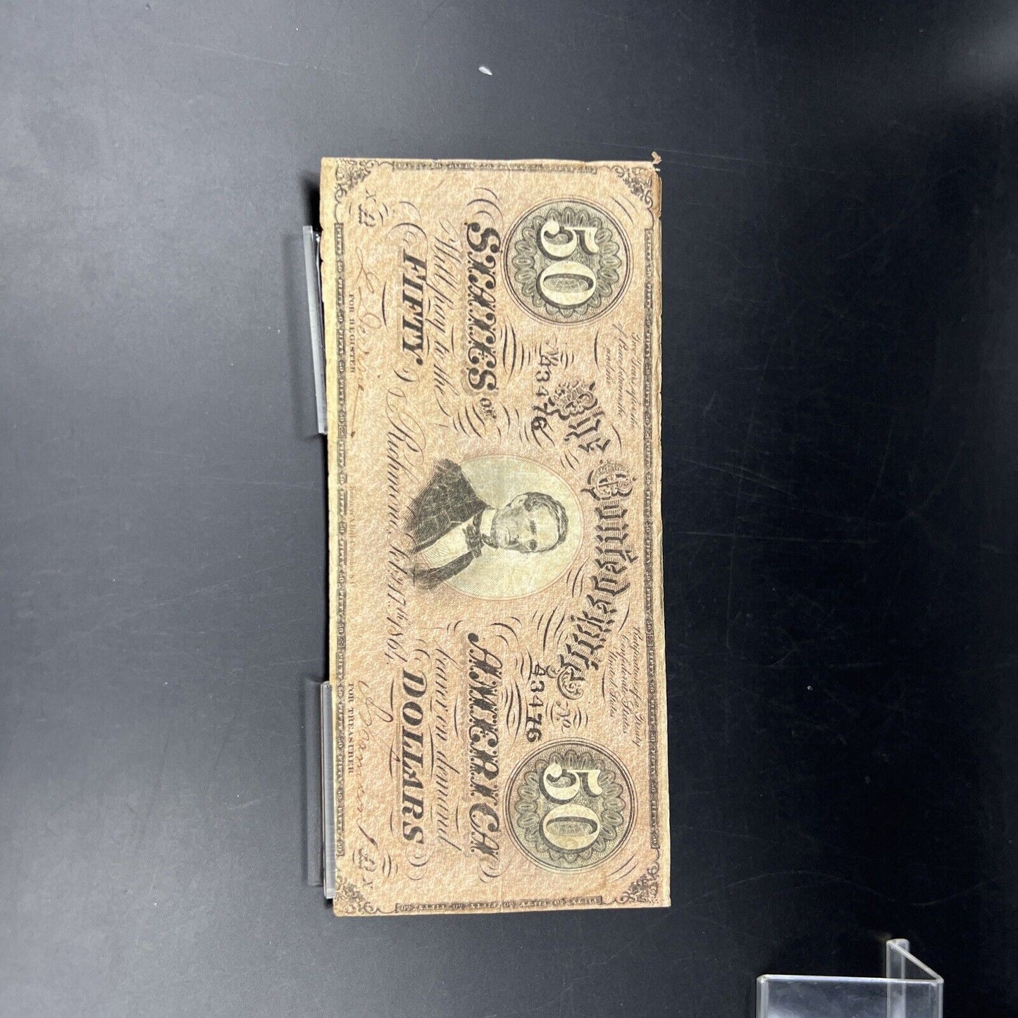 T-66 1864 $50 Confederate CSA Note Civil War Obsolete Currency Bill CH VG / Fine