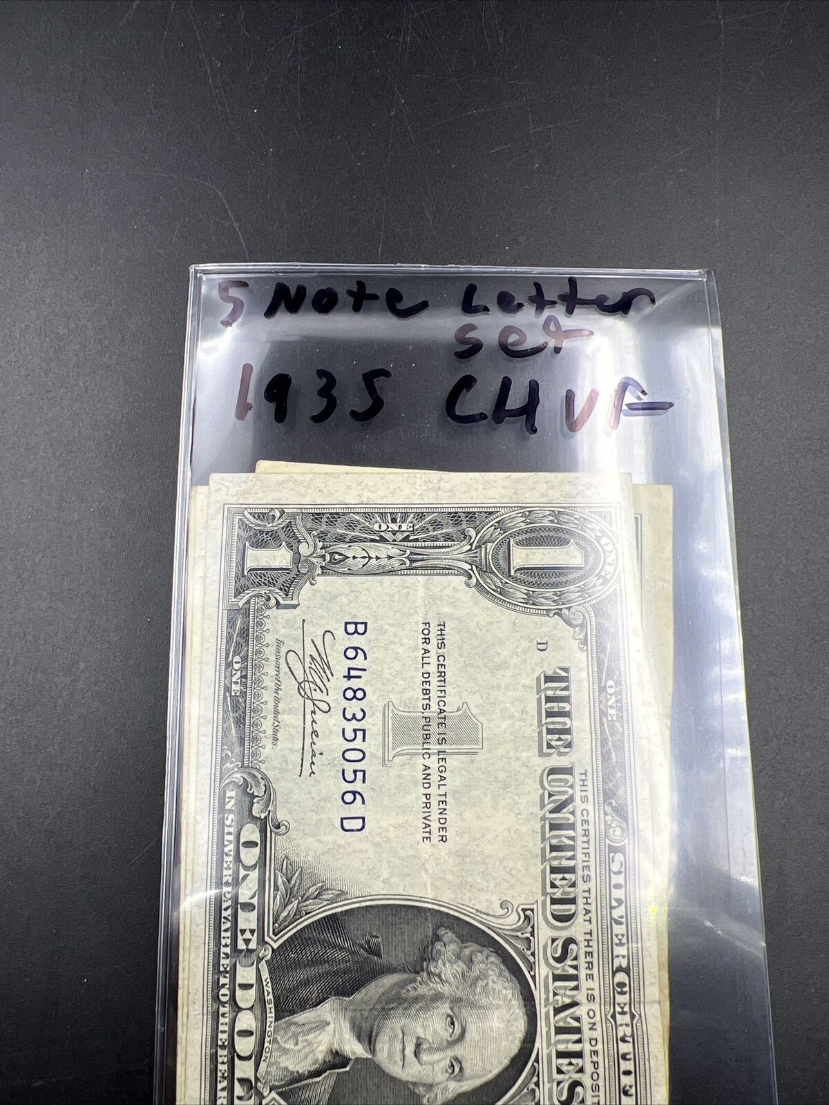 5 Note 1935 Partial Letter Set Silver Certificate Bills A D E F G Fine Circ