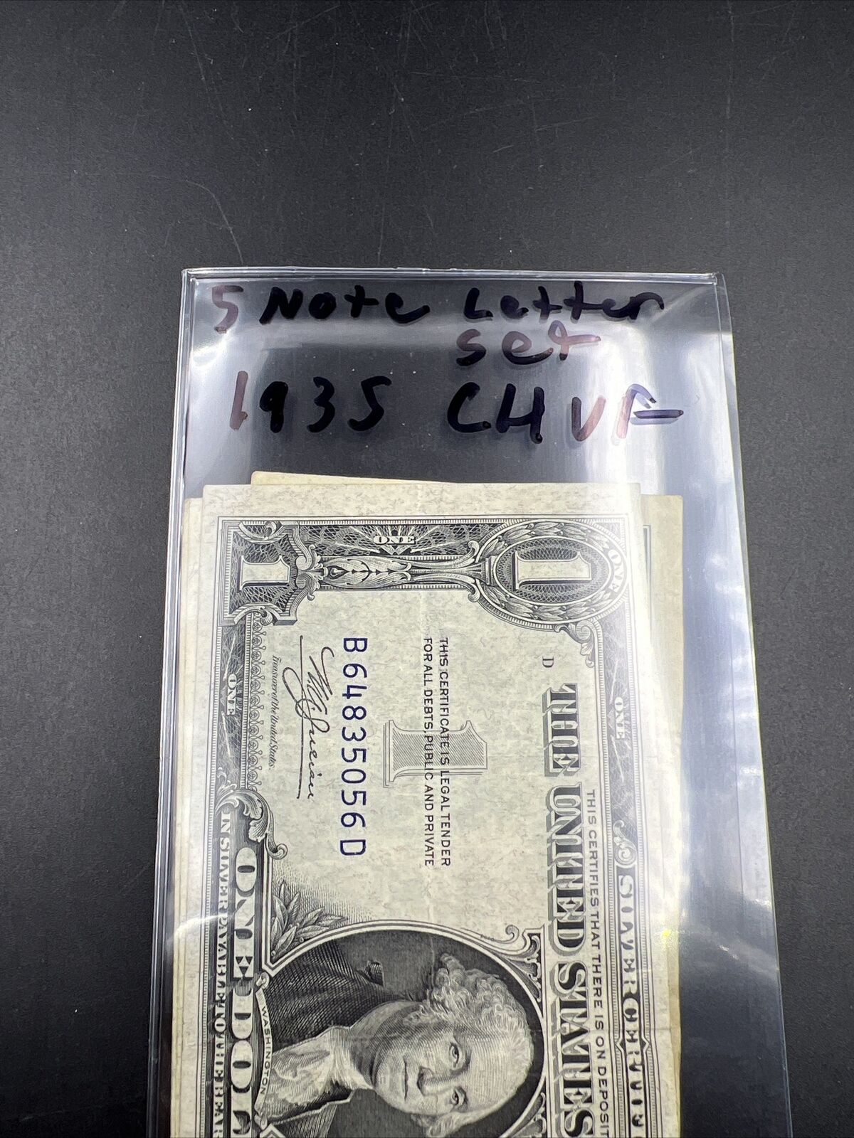 5 Note 1935 Partial Letter Set Silver Certificate Bills A D E F G Fine Circ