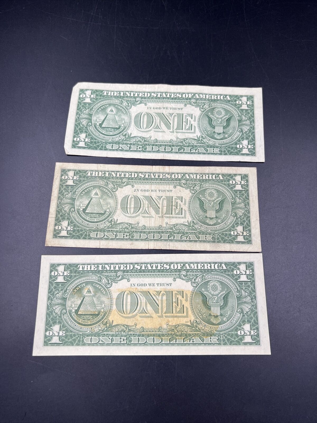 Lot of 3 1957 A B SET $1 Silver Certificate Blue Seal Notes Choice VG + #435