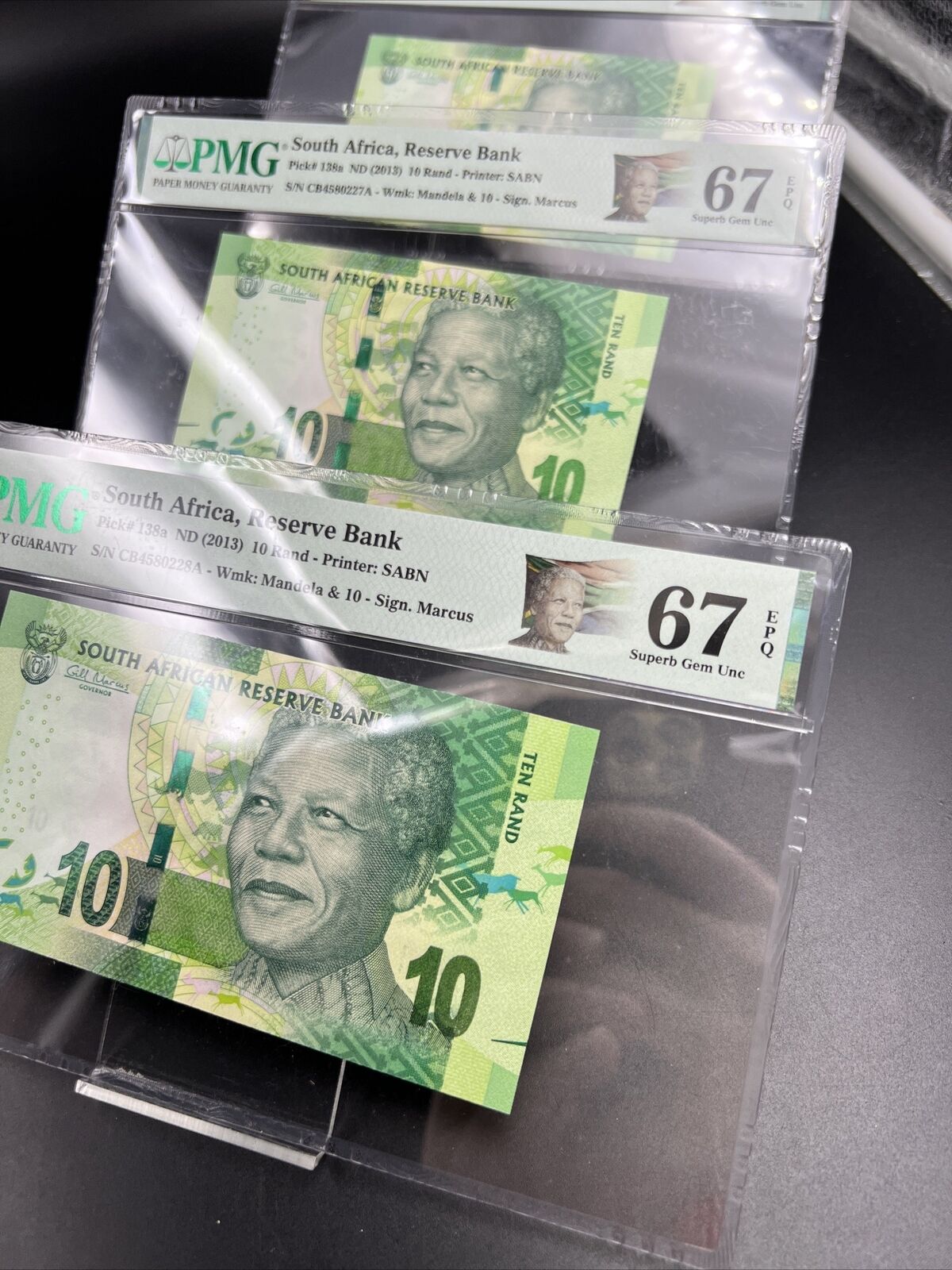 3 Consecutive Bills 2013 10R South Africa Nelson Mandela 10 Rand Note PMG 67 EPQ