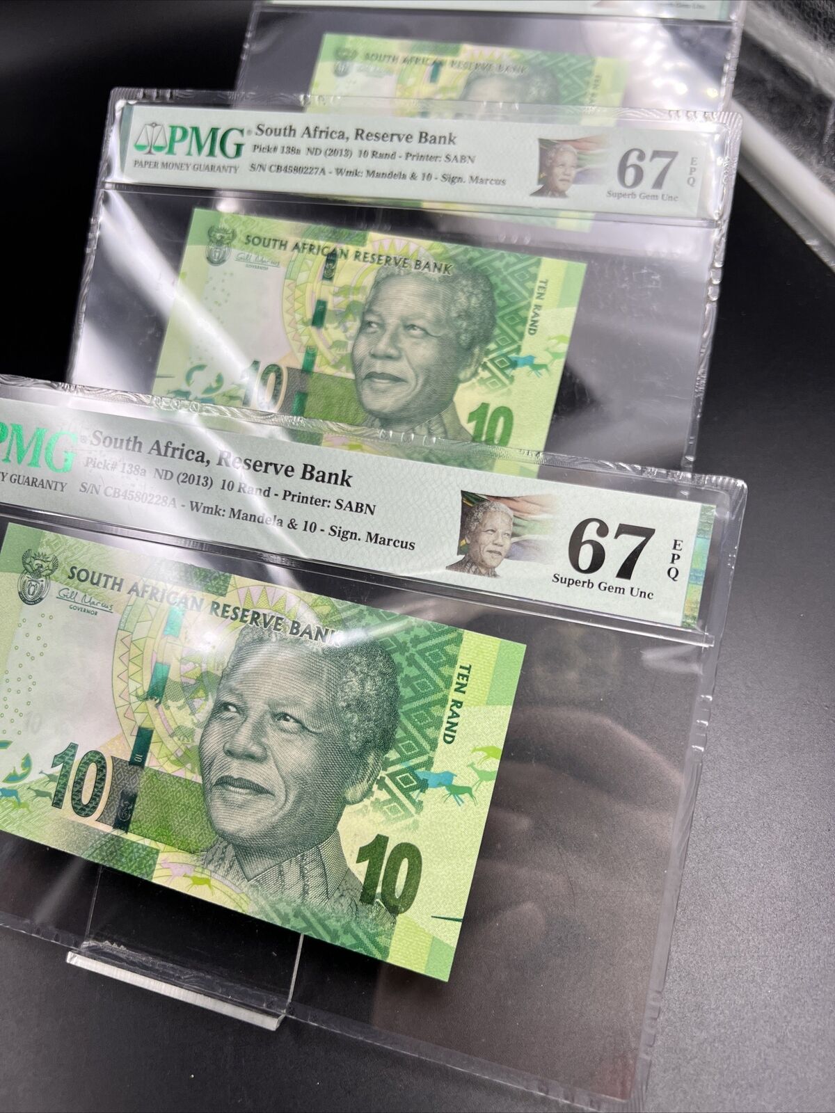 3 Consecutive Bills 2013 10R South Africa Nelson Mandela 10 Rand Note PMG 67 EPQ