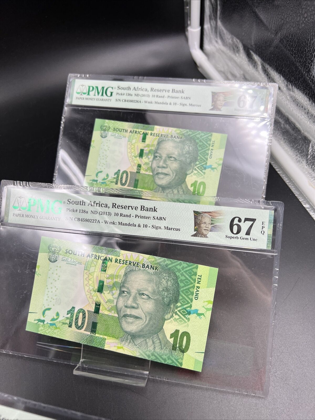 3 Consecutive Bills 2013 10R South Africa Nelson Mandela 10 Rand Note PMG 67 EPQ