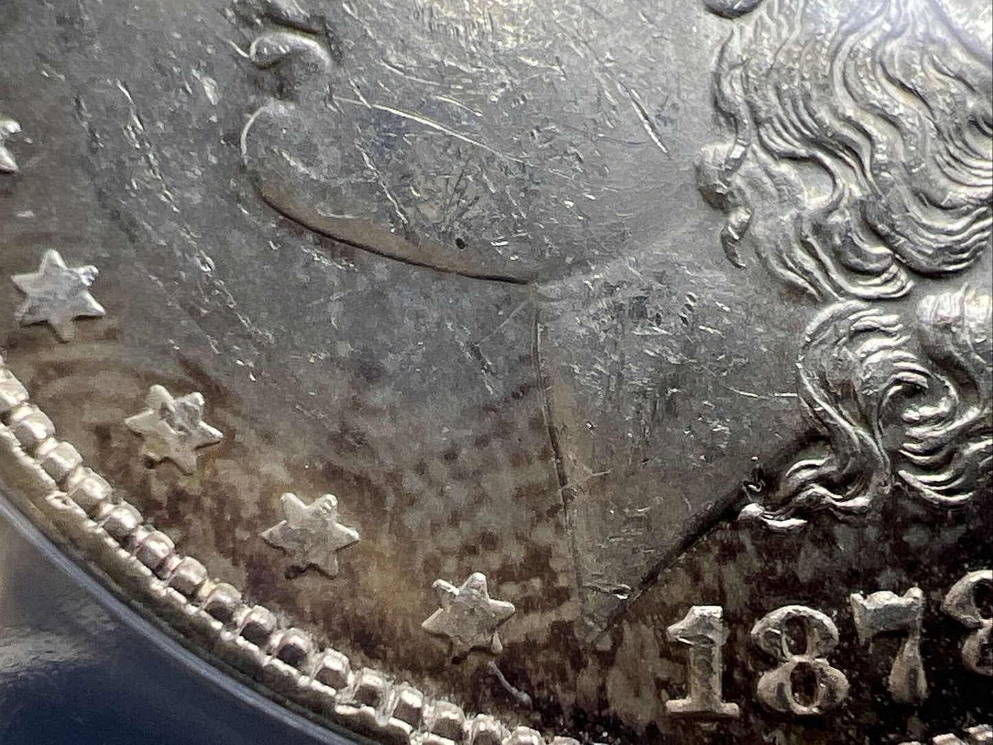 1878 P 7/8 TF VAM-39A Hitlist 40 $1 Morgan Dollar Variety ANACS MS62 BU UNC tone