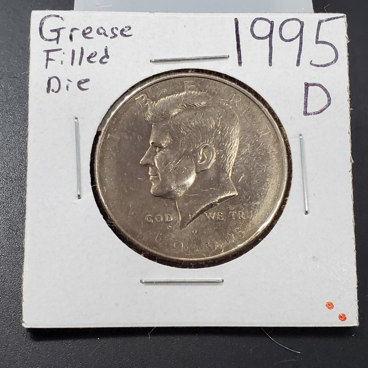 1995 D Kennedy Clad Half Dollar Coin OBV Grease Filled Die Error Coin Circ