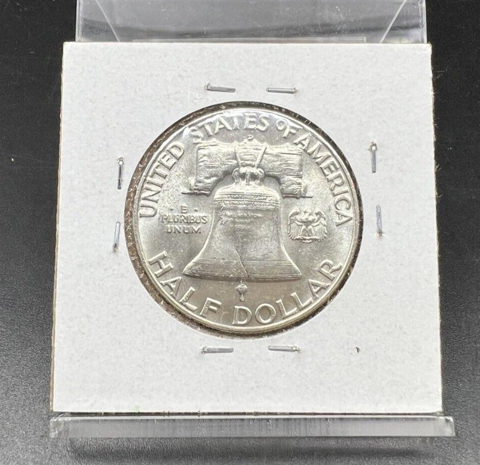 1958 D Franklin Silver Half Dollar Coin Choice BU Unc FBL Full Bell Line